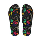 Colorful Dinosaur Fossil Pattern Print Flip Flops