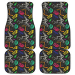 Colorful Dinosaur Fossil Pattern Print Front and Back Car Floor Mats