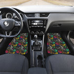 Colorful Dinosaur Fossil Pattern Print Front and Back Car Floor Mats