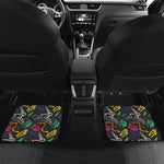 Colorful Dinosaur Fossil Pattern Print Front and Back Car Floor Mats