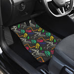 Colorful Dinosaur Fossil Pattern Print Front and Back Car Floor Mats