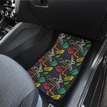 Colorful Dinosaur Fossil Pattern Print Front and Back Car Floor Mats