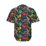 Colorful Dinosaur Fossil Pattern Print Men's Baseball Jersey