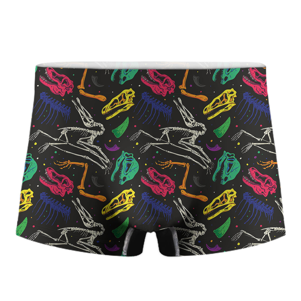 Colorful Dinosaur Fossil Pattern Print Men's Boxer Briefs