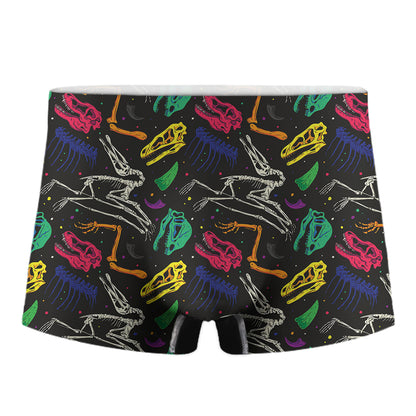 Colorful Dinosaur Fossil Pattern Print Men's Boxer Briefs