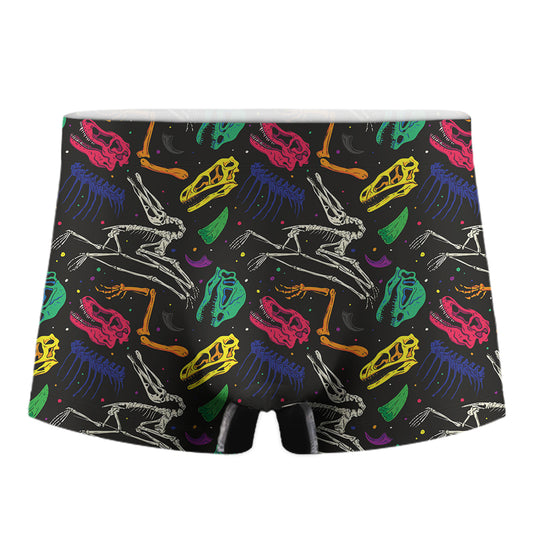 Colorful Dinosaur Fossil Pattern Print Men's Boxer Briefs