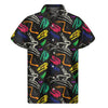 Colorful Dinosaur Fossil Pattern Print Men's Short Sleeve Shirt