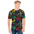 Colorful Dinosaur Fossil Pattern Print Men's T-Shirt