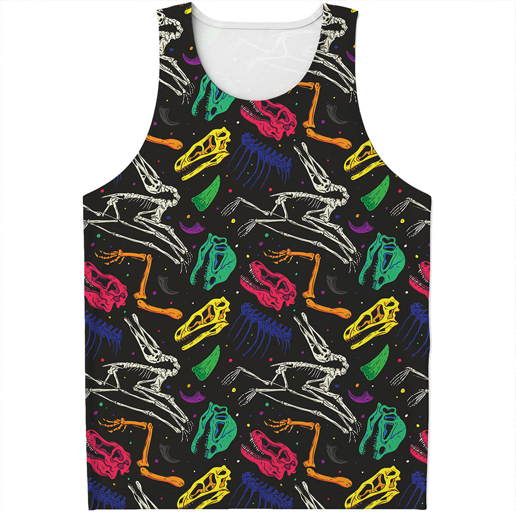 Colorful Dinosaur Fossil Pattern Print Men's Tank Top