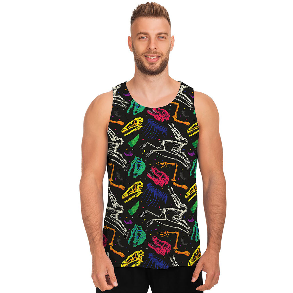 Colorful Dinosaur Fossil Pattern Print Men's Tank Top