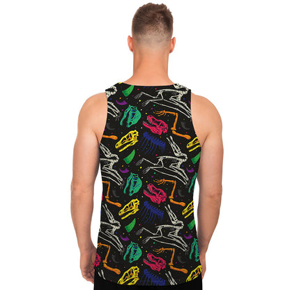 Colorful Dinosaur Fossil Pattern Print Men's Tank Top