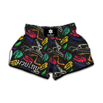 Colorful Dinosaur Fossil Pattern Print Muay Thai Boxing Shorts