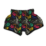 Colorful Dinosaur Fossil Pattern Print Muay Thai Boxing Shorts