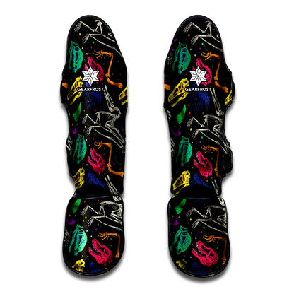 Colorful Dinosaur Fossil Pattern Print Muay Thai Shin Guard