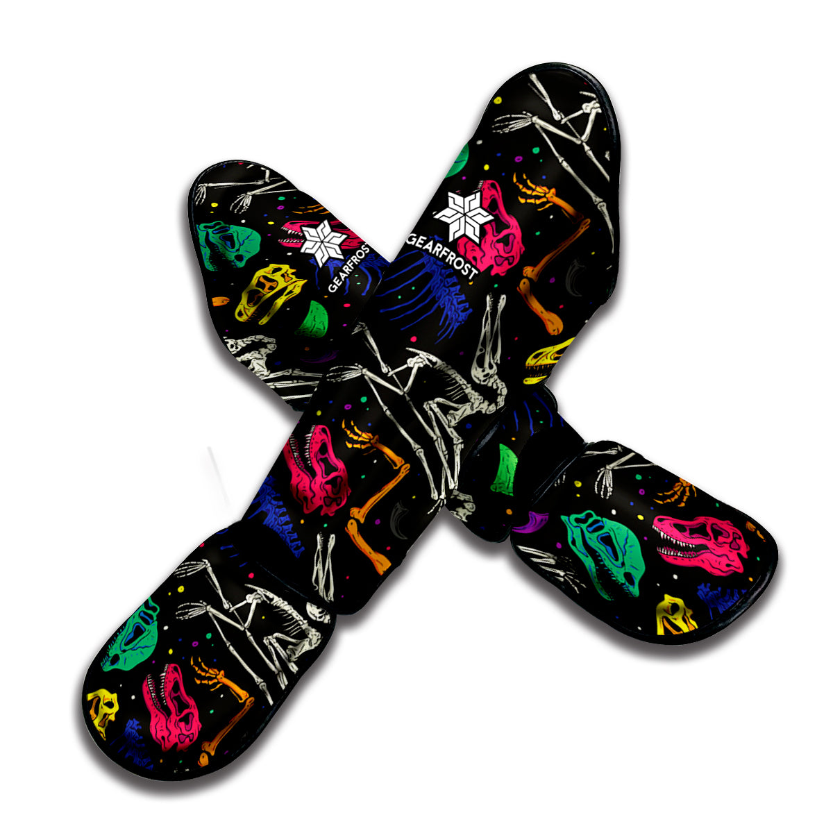 Colorful Dinosaur Fossil Pattern Print Muay Thai Shin Guard