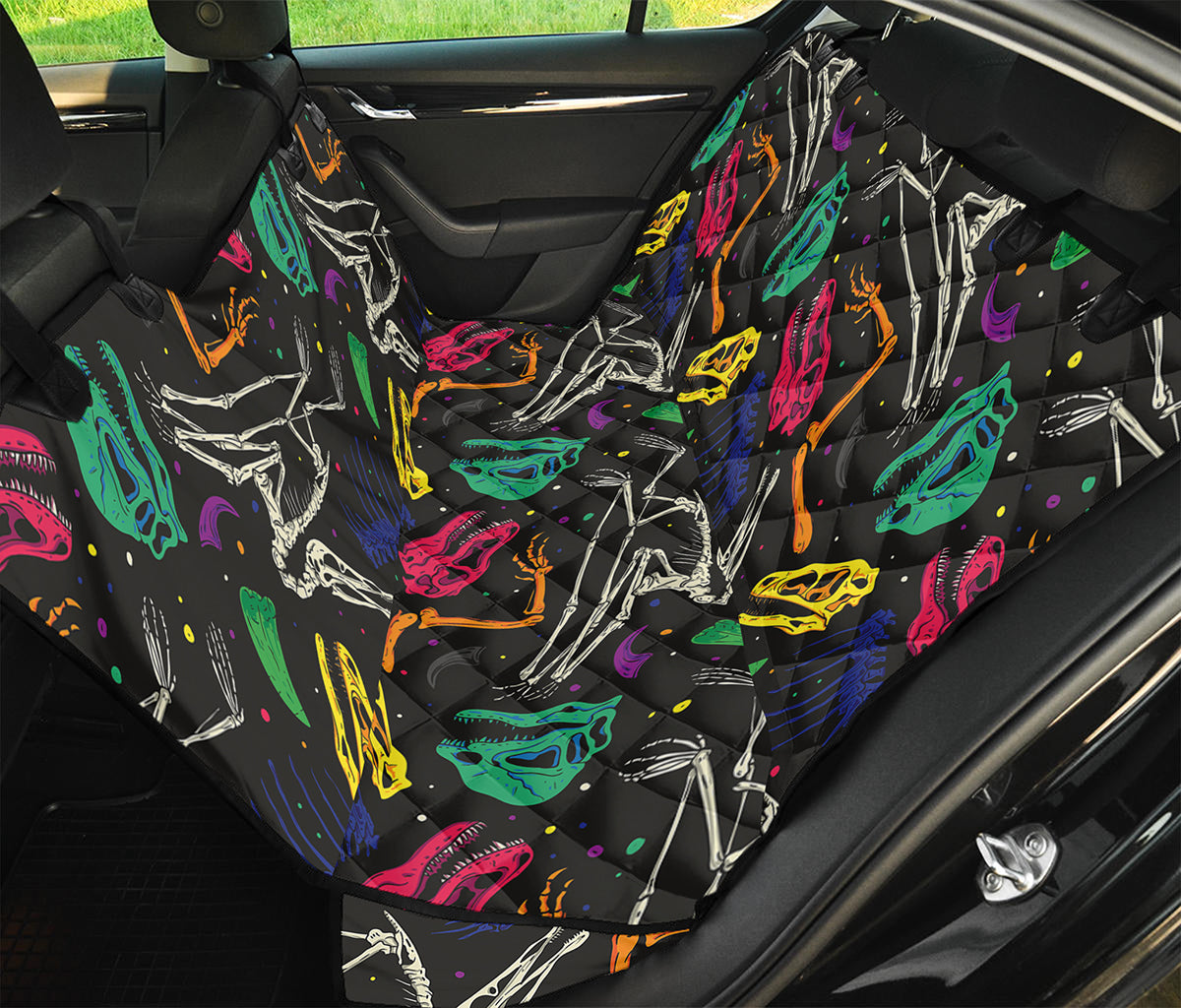 Colorful Dinosaur Fossil Pattern Print Pet Car Back Seat Cover