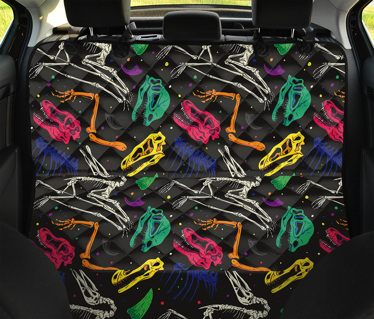 Colorful Dinosaur Fossil Pattern Print Pet Car Back Seat Cover