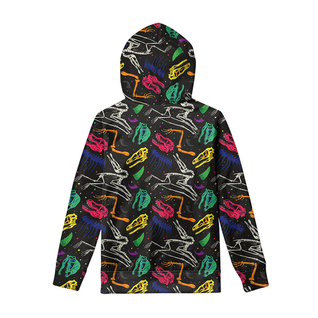 Colorful Dinosaur Fossil Pattern Print Pullover Hoodie