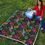 Colorful Dinosaur Fossil Pattern Print Quilt