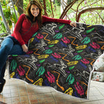 Colorful Dinosaur Fossil Pattern Print Quilt