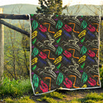 Colorful Dinosaur Fossil Pattern Print Quilt