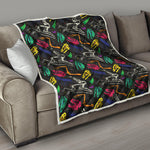 Colorful Dinosaur Fossil Pattern Print Quilt