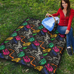 Colorful Dinosaur Fossil Pattern Print Quilt