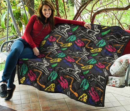 Colorful Dinosaur Fossil Pattern Print Quilt