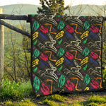 Colorful Dinosaur Fossil Pattern Print Quilt