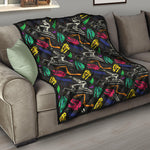 Colorful Dinosaur Fossil Pattern Print Quilt