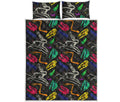 Colorful Dinosaur Fossil Pattern Print Quilt Bed Set