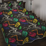 Colorful Dinosaur Fossil Pattern Print Quilt Bed Set