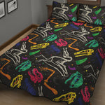 Colorful Dinosaur Fossil Pattern Print Quilt Bed Set