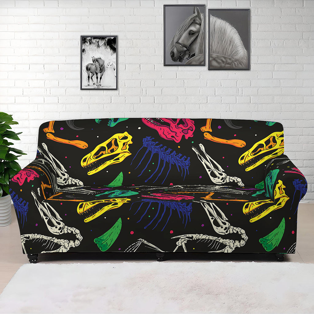 Colorful Dinosaur Fossil Pattern Print Sofa Cover