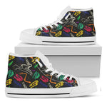 Colorful Dinosaur Fossil Pattern Print White High Top Shoes
