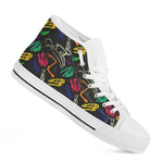 Colorful Dinosaur Fossil Pattern Print White High Top Shoes