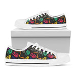 Colorful Dinosaur Fossil Pattern Print White Low Top Shoes