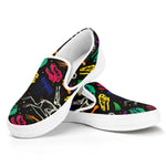 Colorful Dinosaur Fossil Pattern Print White Slip On Shoes
