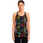 Colorful Dinosaur Fossil Pattern Print Women's Racerback Tank Top