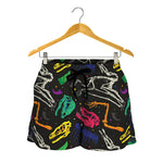 Colorful Dinosaur Fossil Pattern Print Women's Shorts