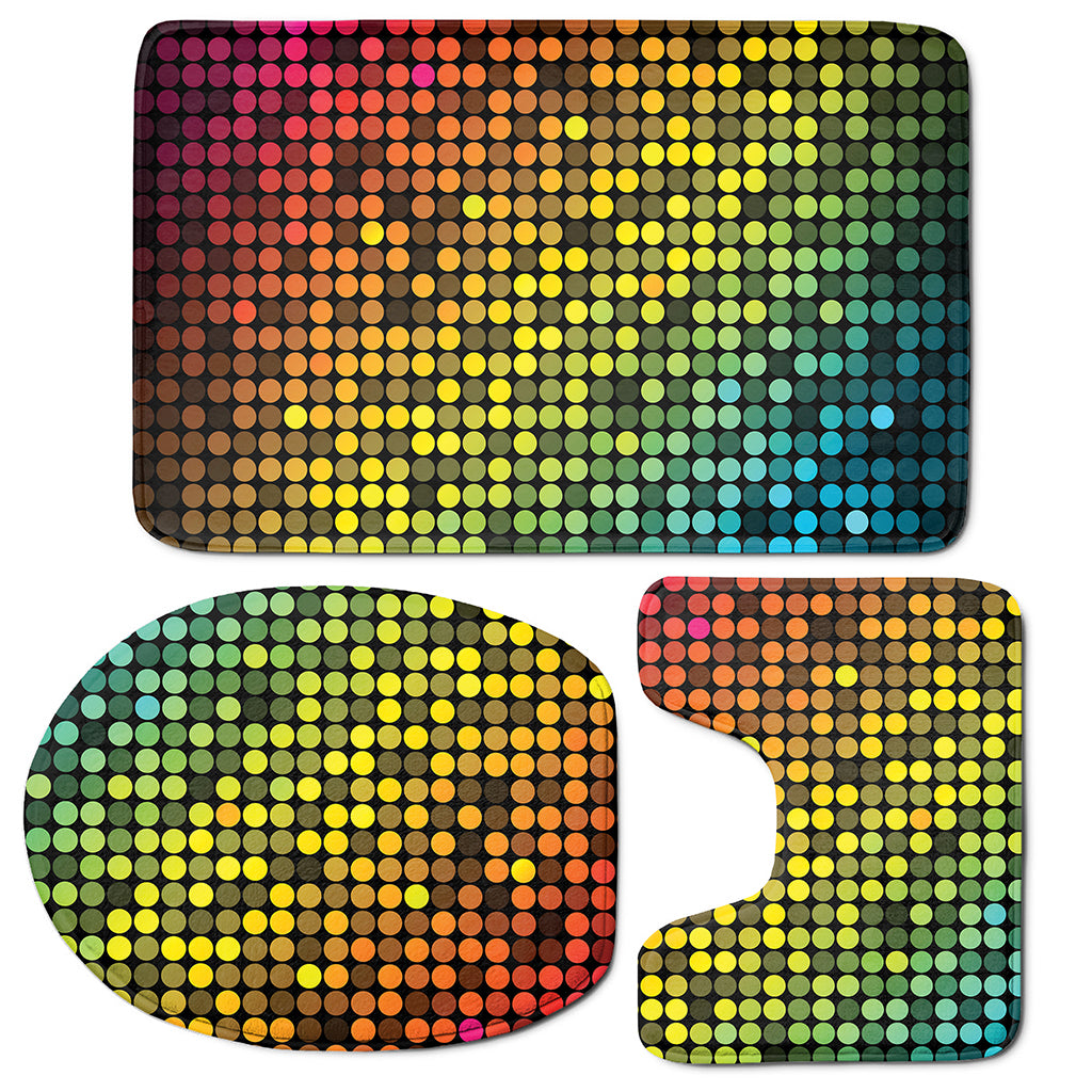 Colorful Disco Lights Pattern Print 3 Piece Bath Mat Set