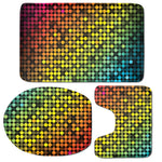 Colorful Disco Lights Pattern Print 3 Piece Bath Mat Set