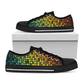 Colorful Disco Lights Pattern Print Black Low Top Sneakers