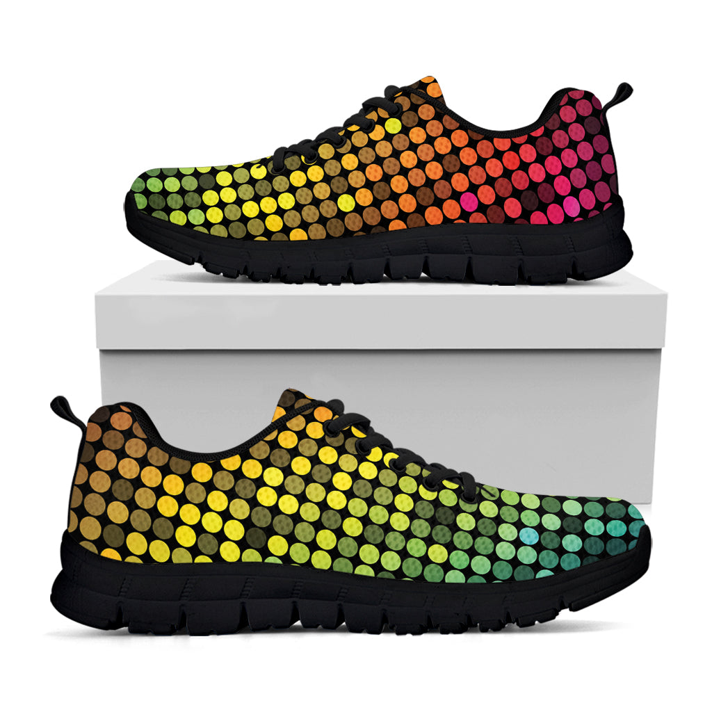 Colorful Disco Lights Pattern Print Black Sneakers
