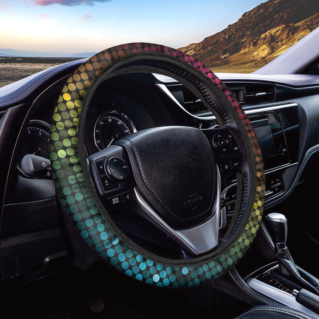 Colorful Disco Lights Pattern Print Car Steering Wheel Cover