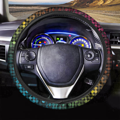 Colorful Disco Lights Pattern Print Car Steering Wheel Cover