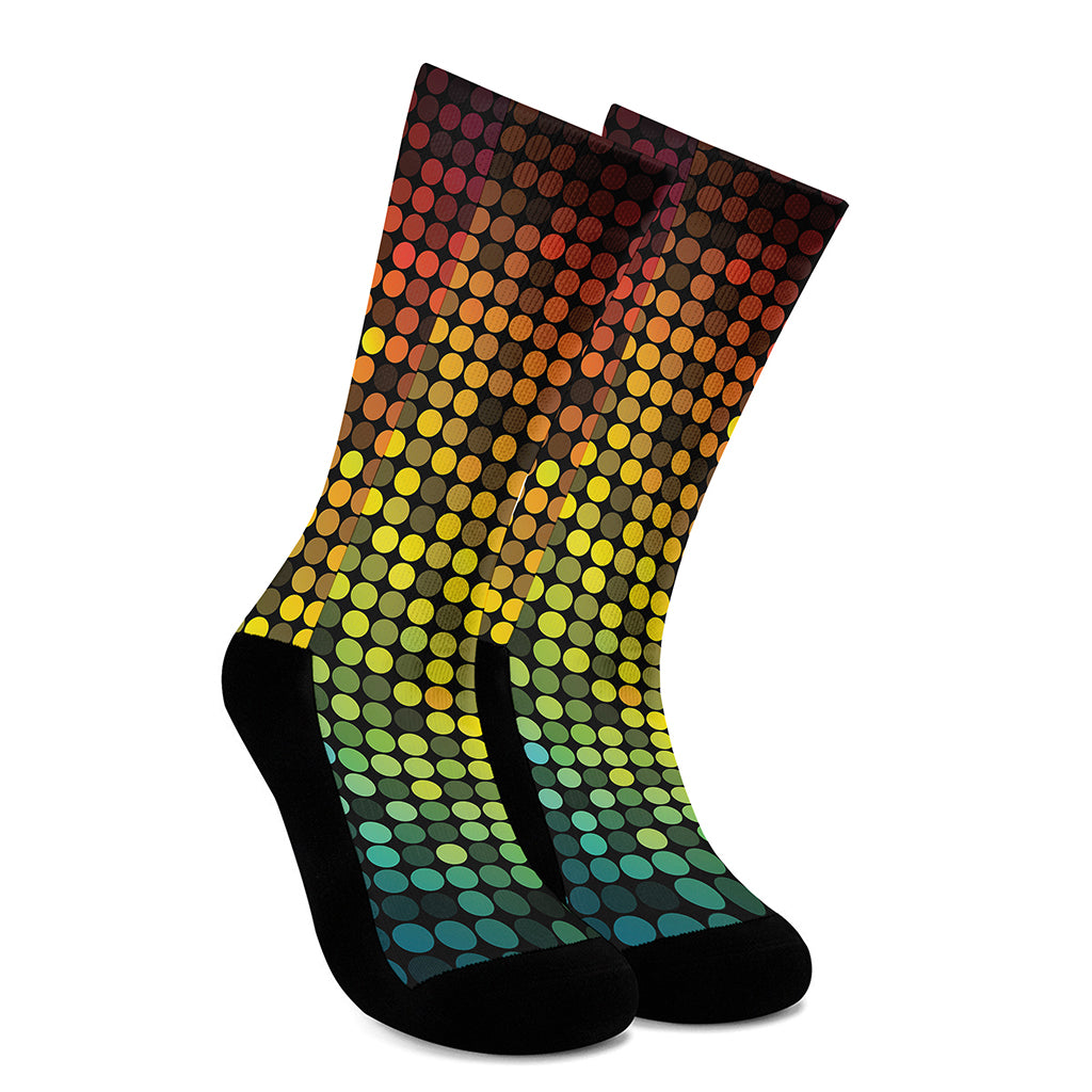 Colorful Disco Lights Pattern Print Crew Socks