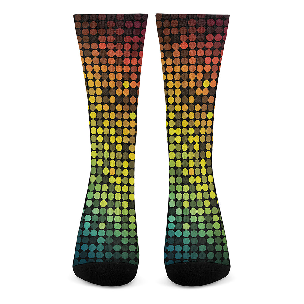 Colorful Disco Lights Pattern Print Crew Socks