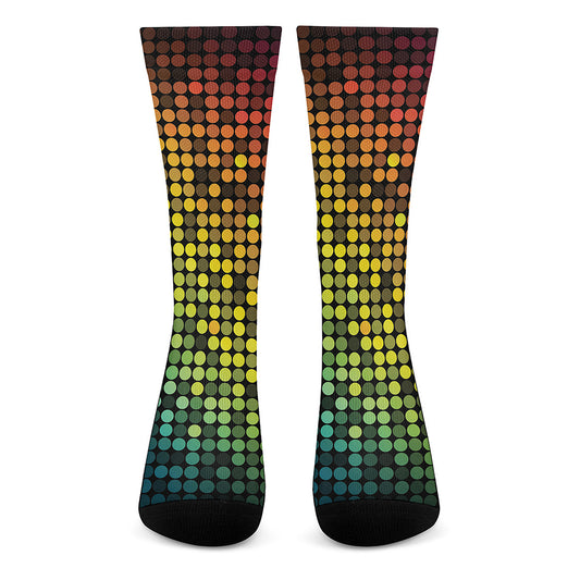 Colorful Disco Lights Pattern Print Crew Socks