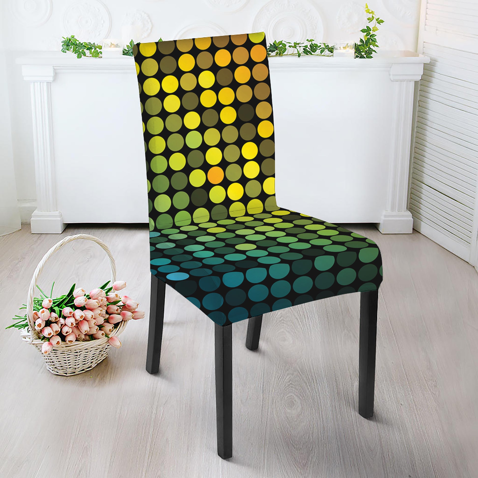 Colorful Disco Lights Pattern Print Dining Chair Slipcover